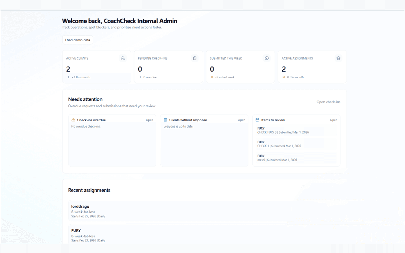 Coach dashboard